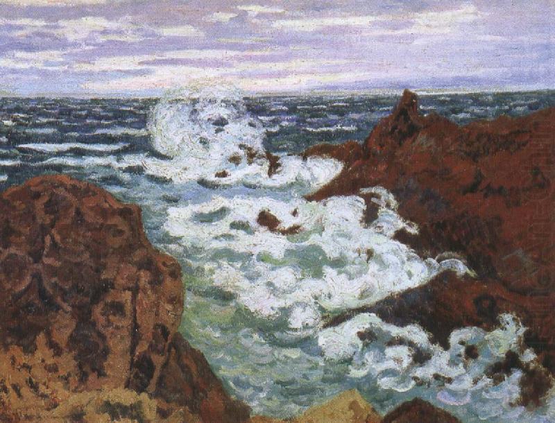 an impressionist seascape storm at agay, cesar franck